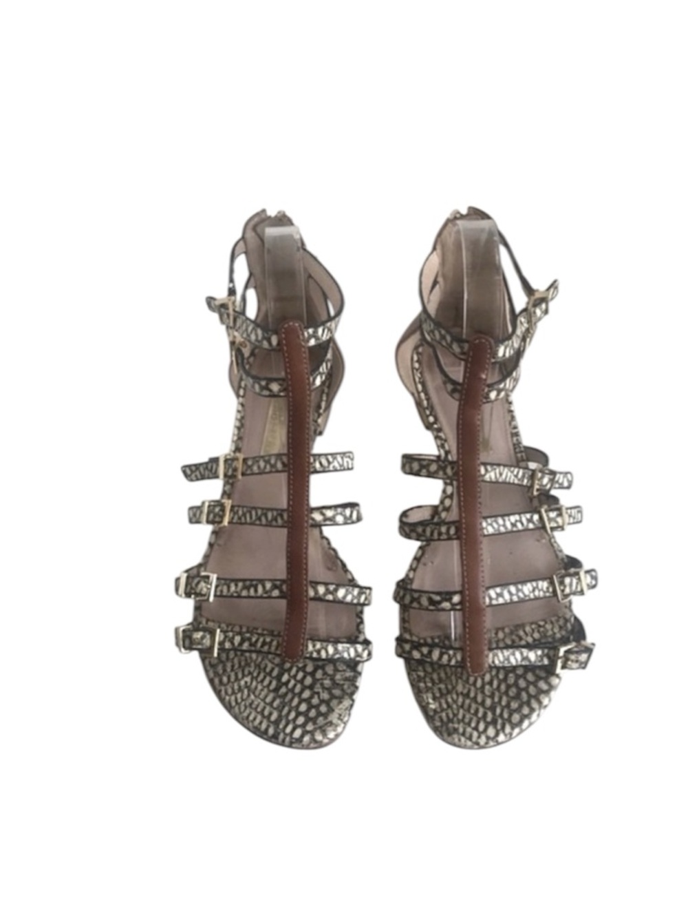 Louise Et Cie Tan Leather Snakeskin ANJA Open Toe Gladiator Sandals EU 38 - Picture 2 of 12